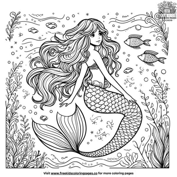 Beautiful mermaid coloring pages