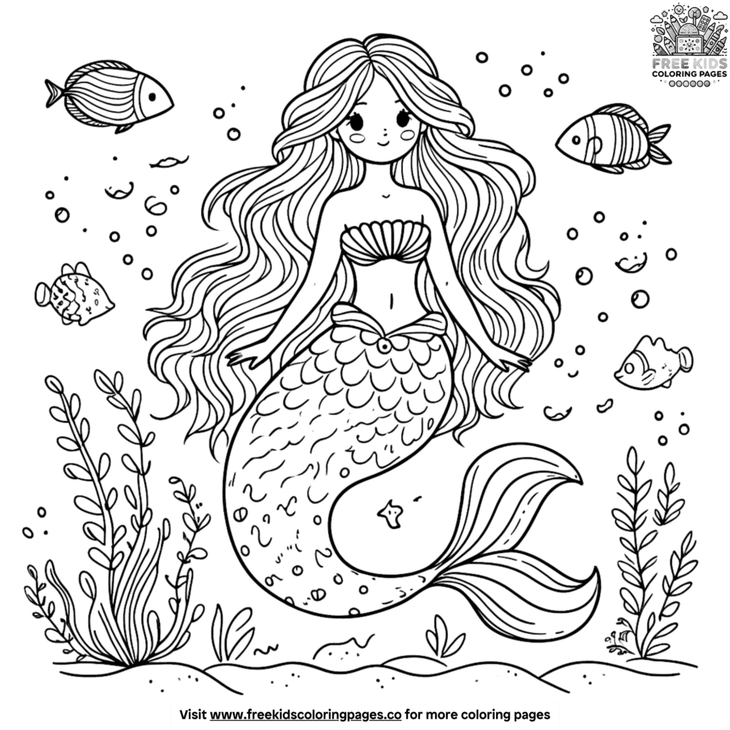 Pretty Mermaid Coloring Pages