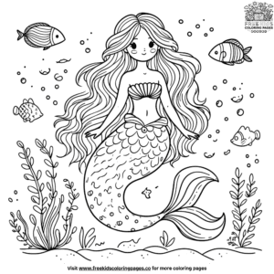 Pretty Mermaid Coloring Pages