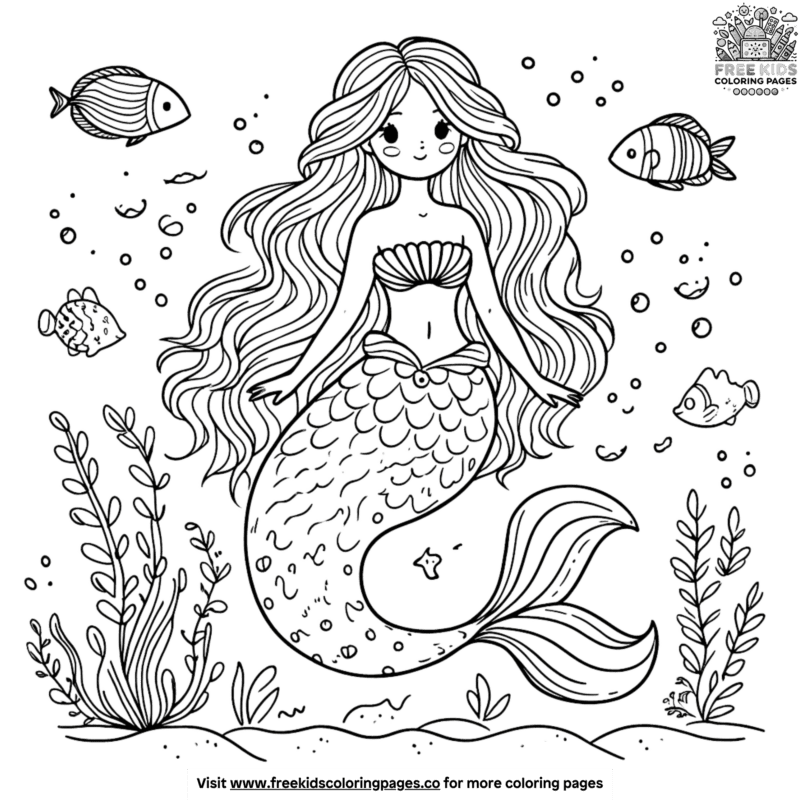 Beautiful Mermaid Coloring Pages