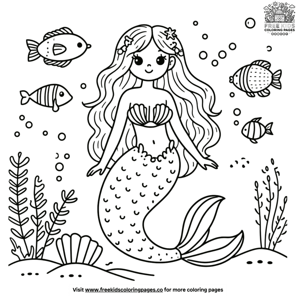 Beautiful Mermaid Coloring Pages