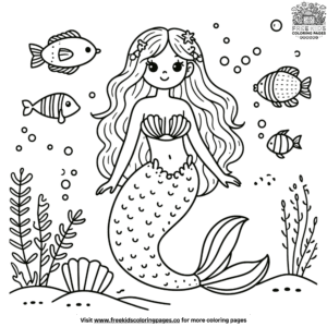 Adorable Mermaid Coloring Pages