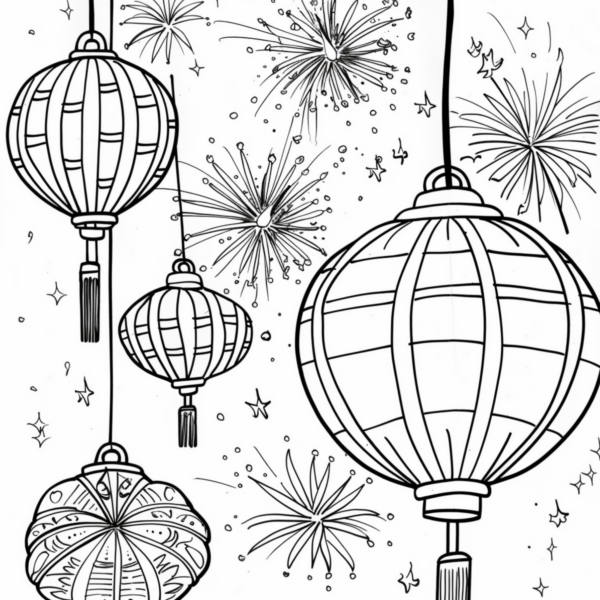 New Year Traditions Coloring Pages