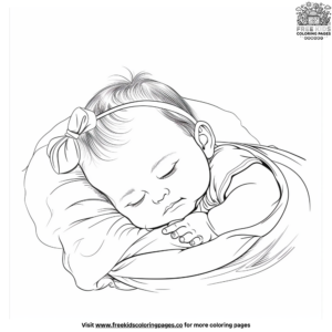 Newborn Baby Sleeping Coloring Page