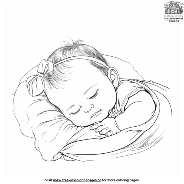 Newborn baby sleeping coloring page collection