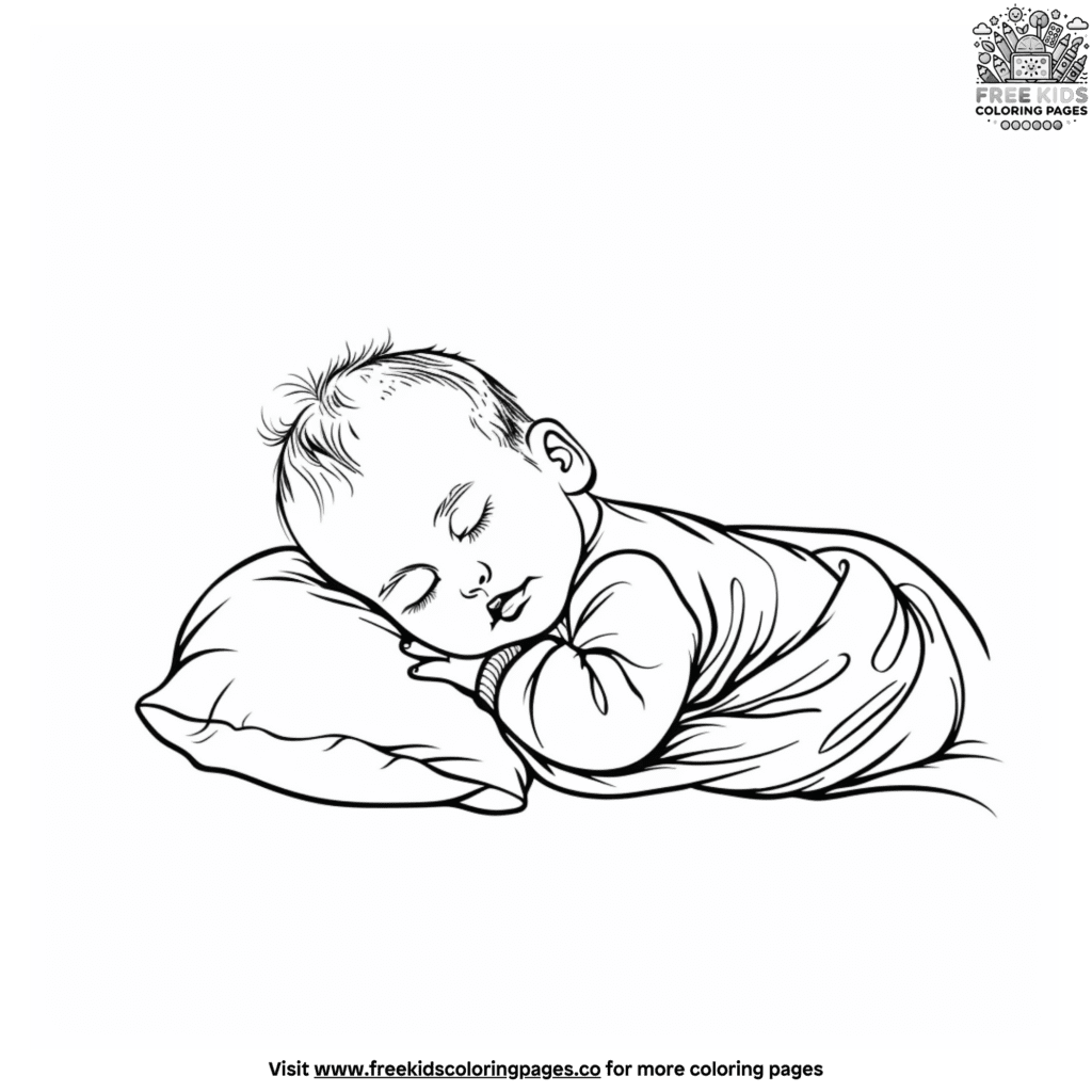 Adorable newborn baby sleeping coloring pages