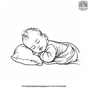 Adorable newborn baby sleeping coloring pages