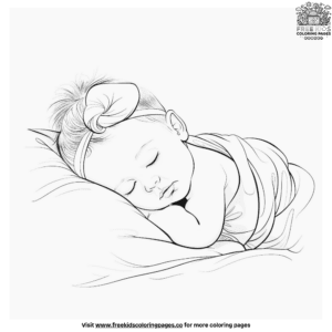 Lovely Newborn Baby Sleeping Coloring Pages