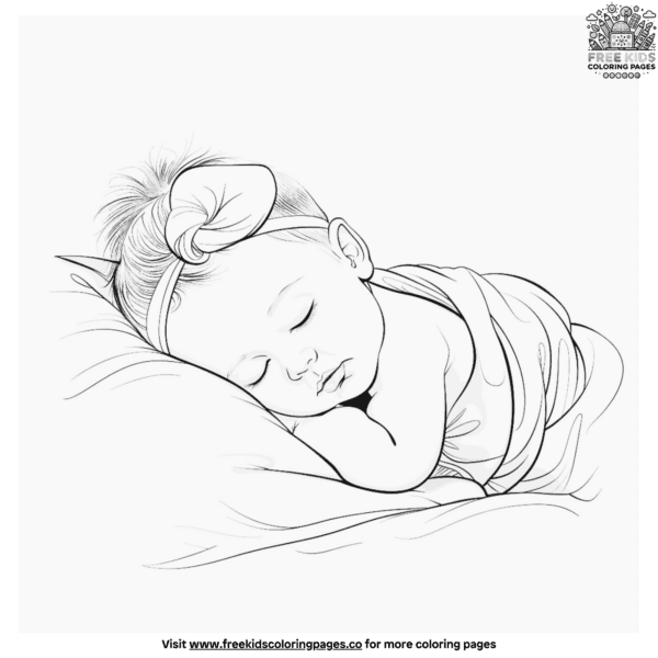 Lovely newborn baby sleeping coloring pages