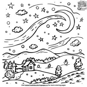 Night Sky Star Coloring Pages