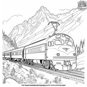 Train And Mountains Coloring Pages