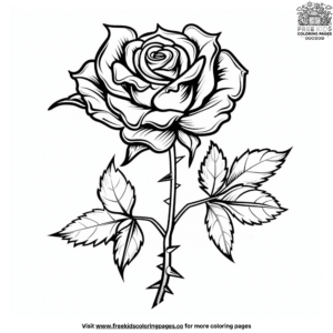 Vibrant rose flower coloring pages for toddlers