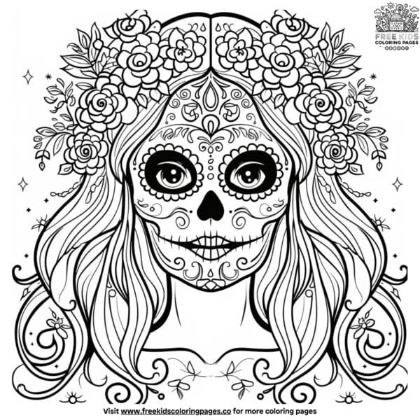 Sugar skull girl coloring pages