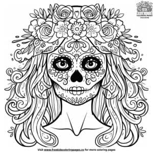 Stunning Sugar Skull Girl Coloring Pages