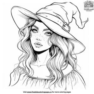 Beautiful Witch Coloring Pages