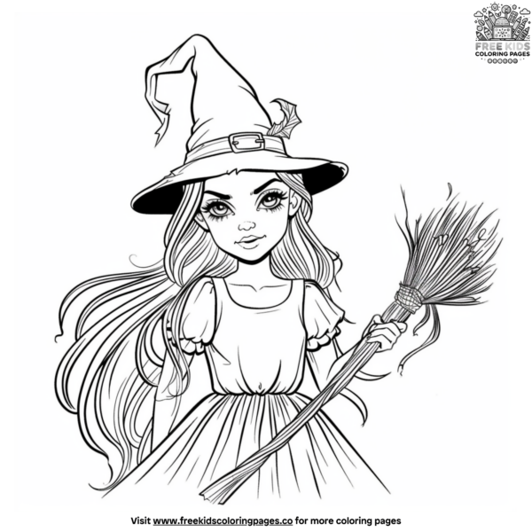 Beautiful Witch Coloring Pages