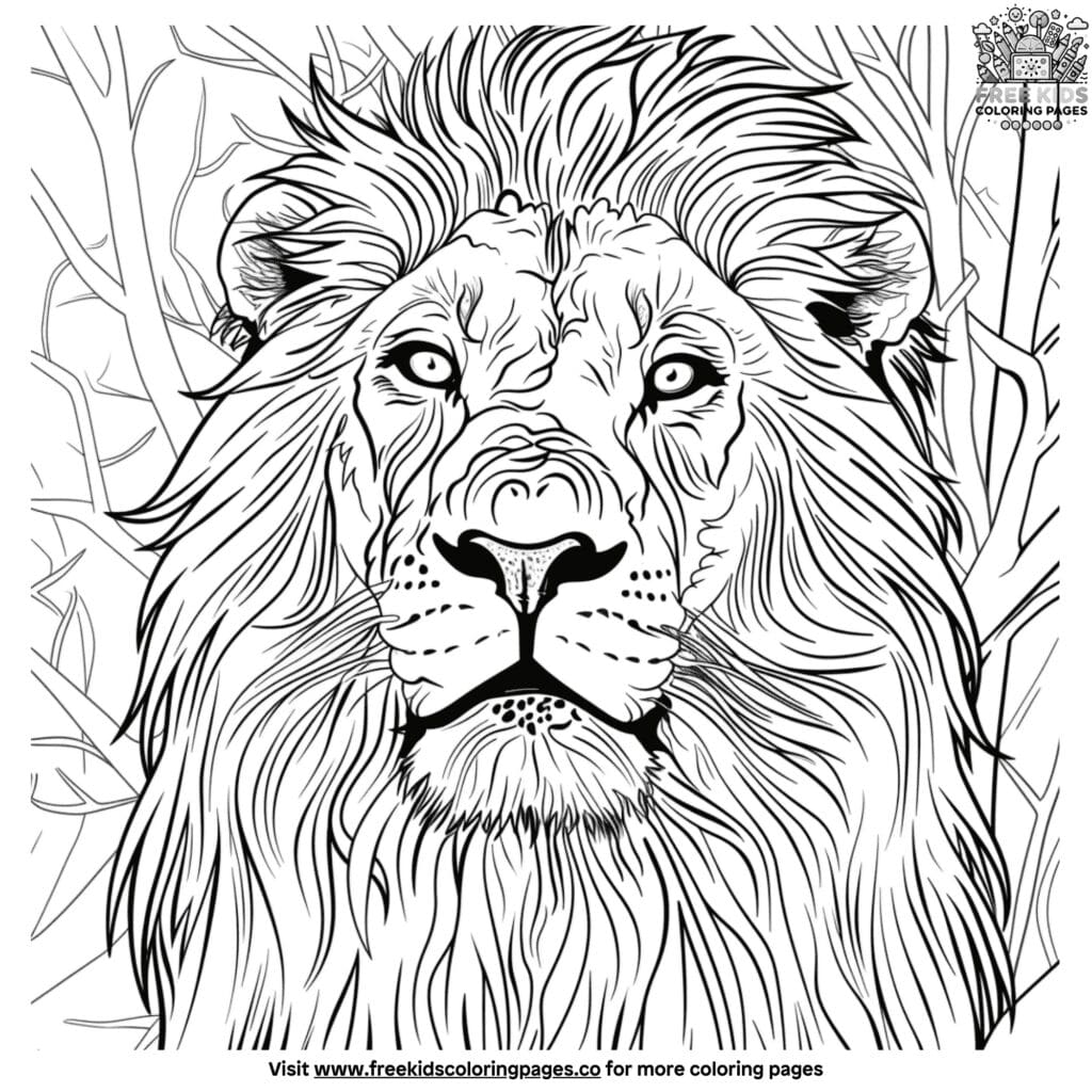 Detailed lion coloring pages