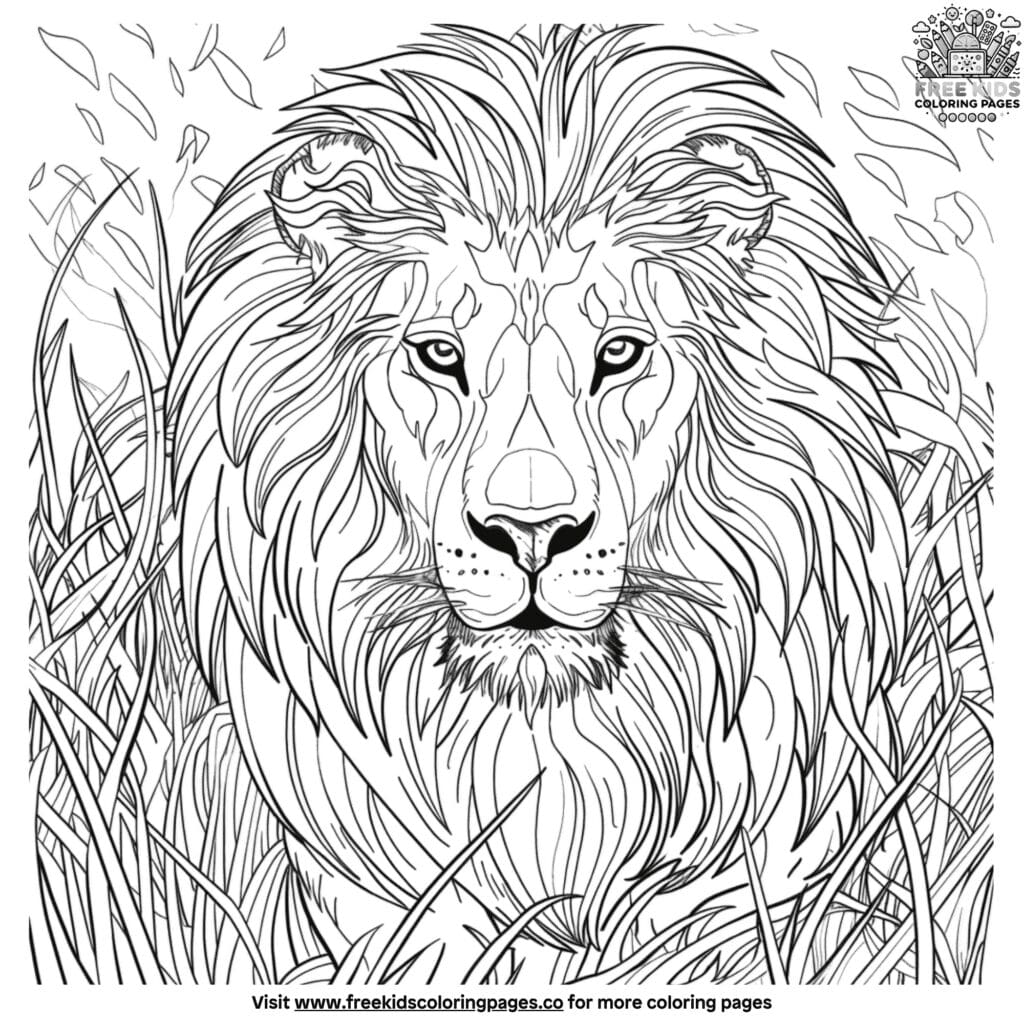 Detailed lion coloring pages