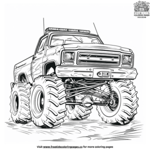 Exciting police monster truck coloring pages: law and order on wheels