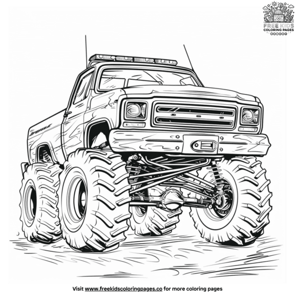 Exciting police monster truck coloring pages: law and order on wheels