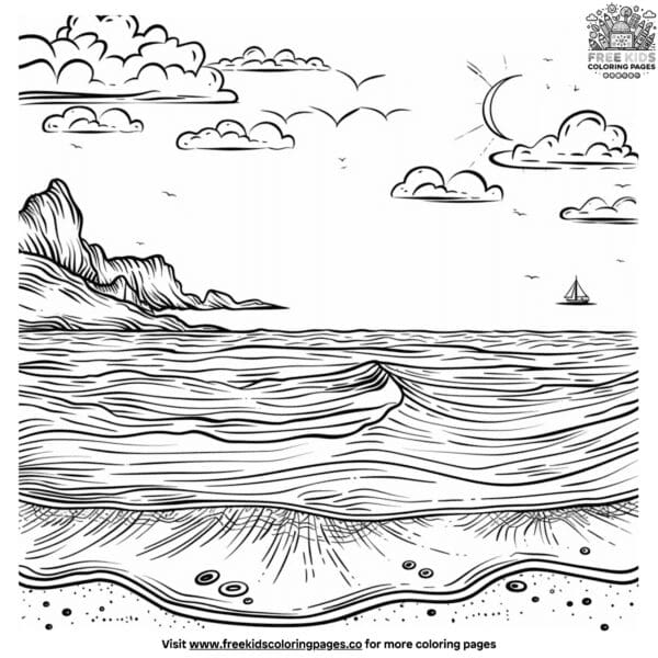 Ocean beach coloring pages