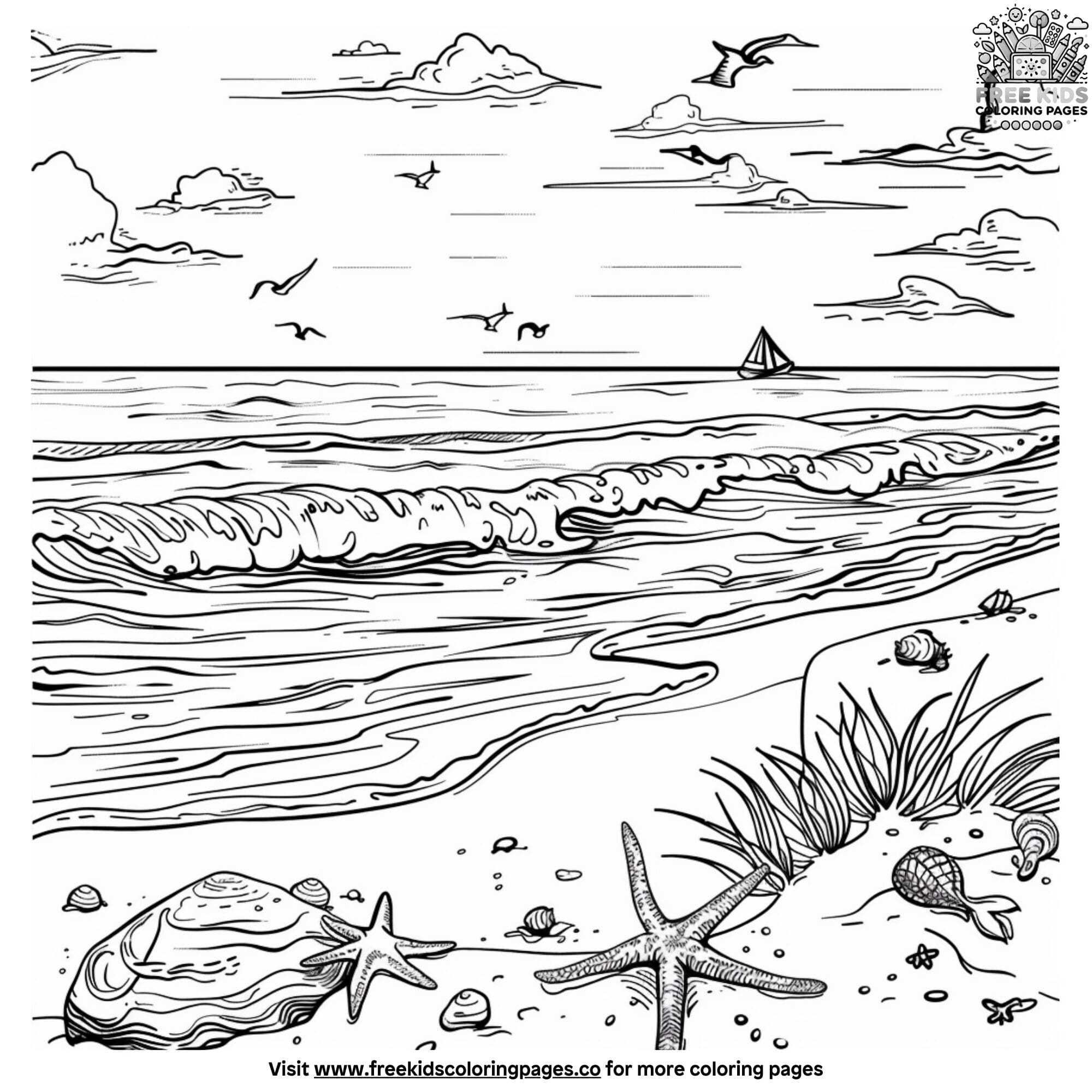 Beach Ocean Coloring Pages Beach Ocean Coloring Pages