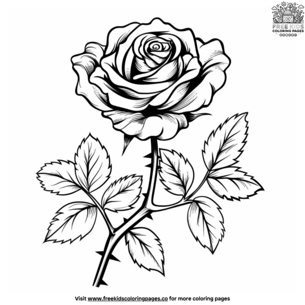 Realistic Rose Coloring Pages