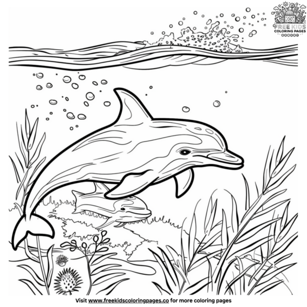 Underwater Dolphin Coloring Pages