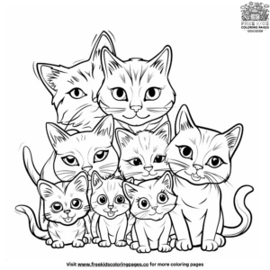 Adorable Cats And Kittens Coloring Pages