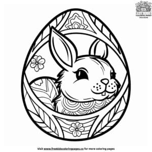 Bunny in easter egg coloring pages