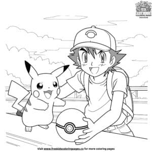 Charming Ash and Pikachu Coloring Page Collection