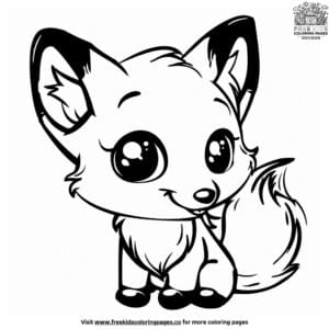 Detailed Baby Kawaii Fox Coloring Pages