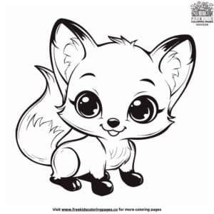 Charming Baby Kawaii Fox Coloring Pages