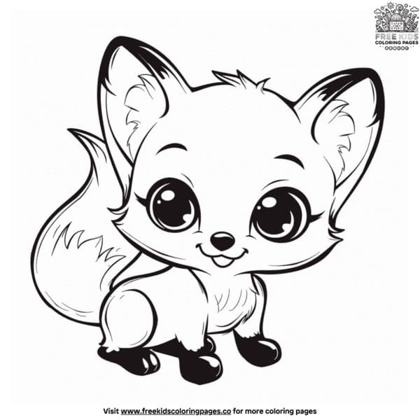 Charming baby kawaii fox coloring pages