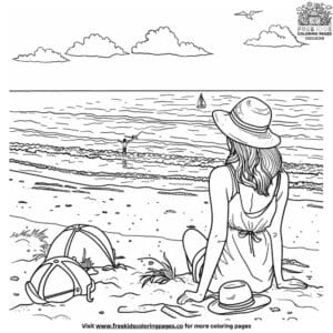 Beach girl coloring pages