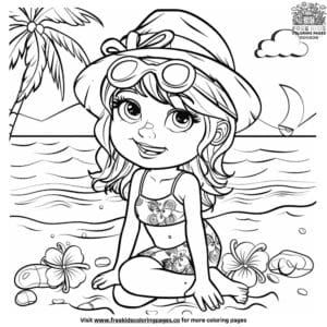 Cool beach lady coloring pages