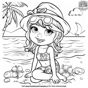 Beach Girl Coloring Pages