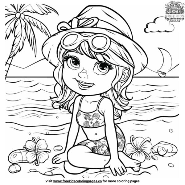 Cool beach lady coloring pages