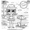 Beach Girl In Sunglasses Coloring Pages