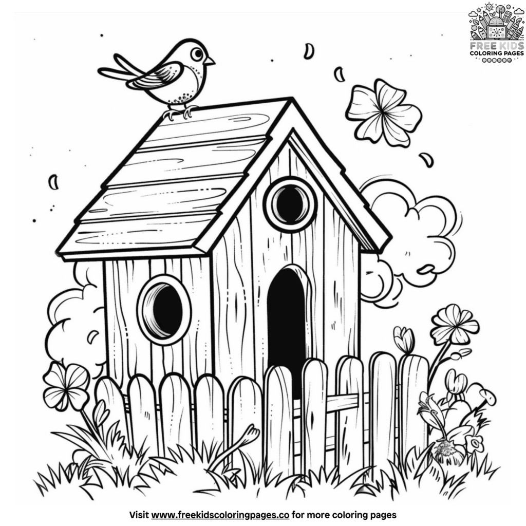 Adorable birdhouse coloring pages: create your own bird sanctuary