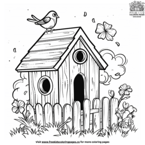 Adorable Birdhouse Coloring Pages: Create Your Own Bird Sanctuary