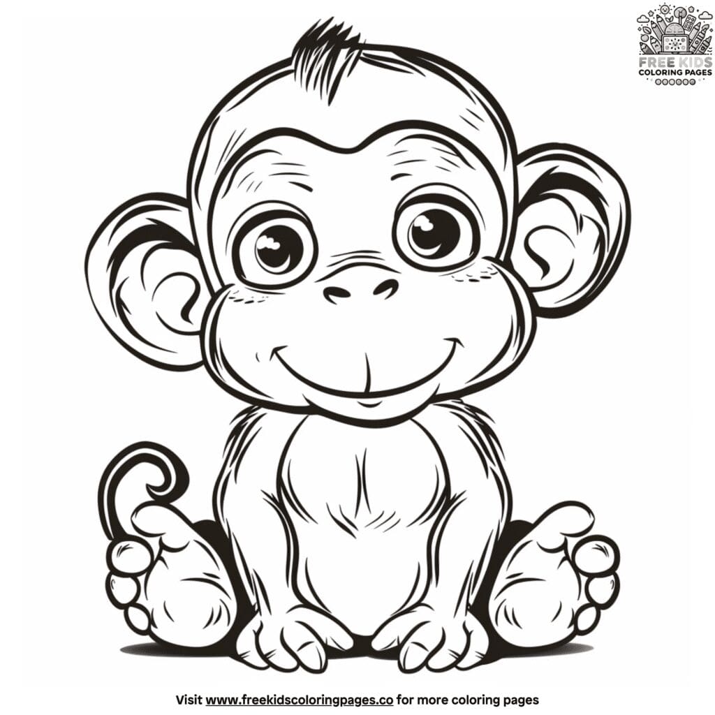 Charming Cute Baby Monkey Coloring Pages