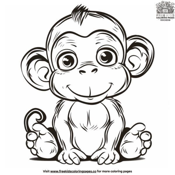 Cute baby monkey coloring pages