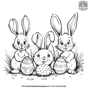 Cheerful Easter Bunny and Friends Coloring Pages