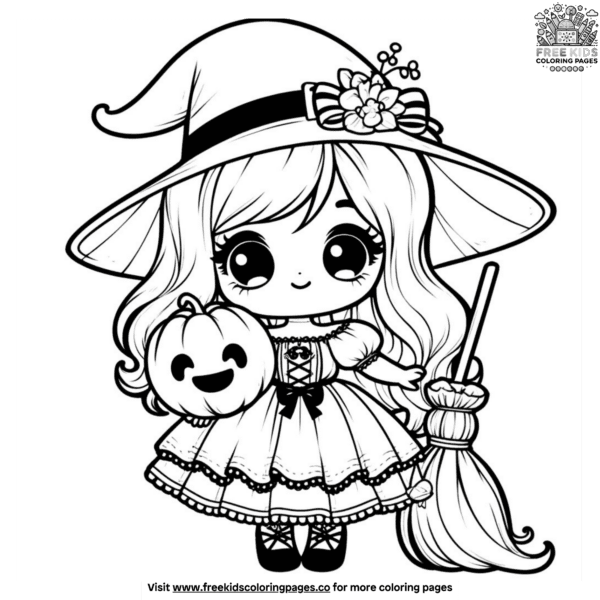 Sweet halloween girl coloring pages