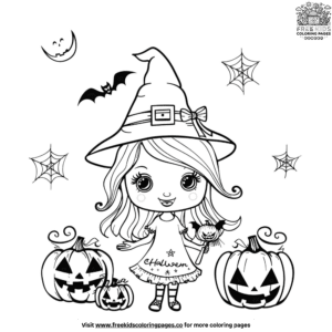 Lovely halloween girl coloring pages