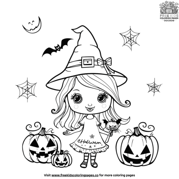 Lovely halloween girl coloring pages