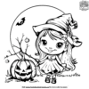 Charming Halloween Girl Coloring Pages