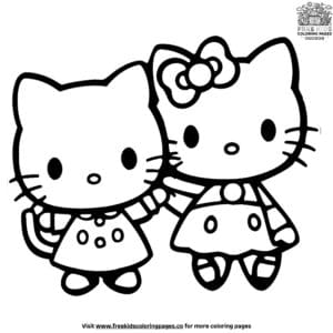 Adorable Hello Kitty and Kuromi Coloring Pages