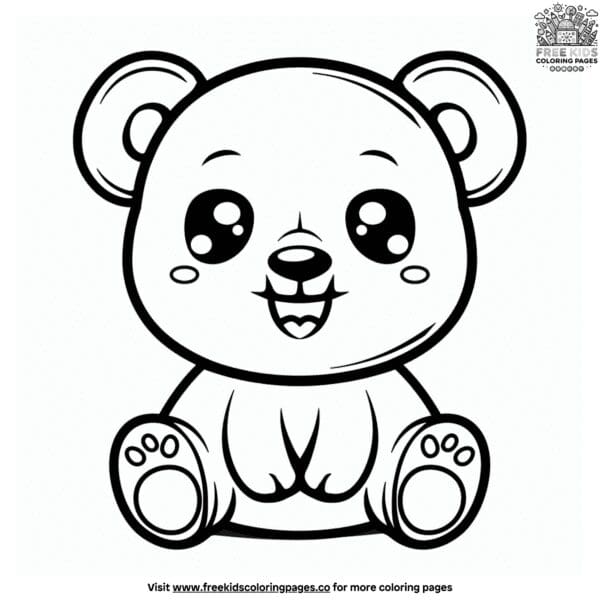 Charming kawaii bear coloring pages